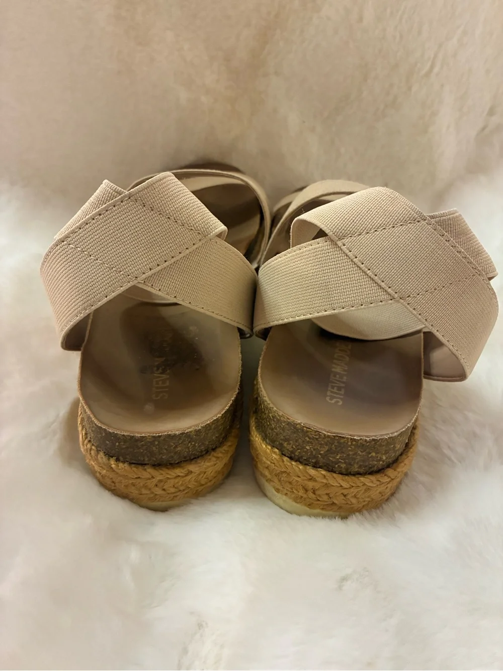 Steve Madden Beige Elastic Espadrille Sandals Girls Size 4